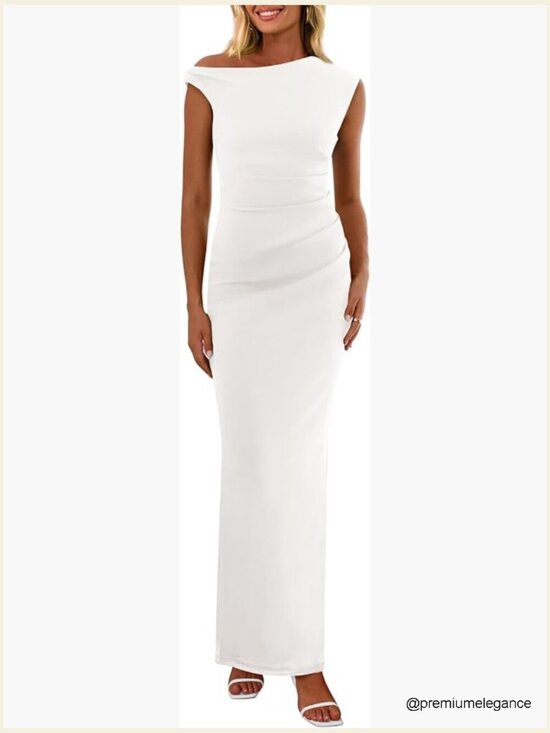 Dresses & Skirts - One Shoulder Bodycon Maxi Dress Mesh Formal Wedding Guest Cocktail